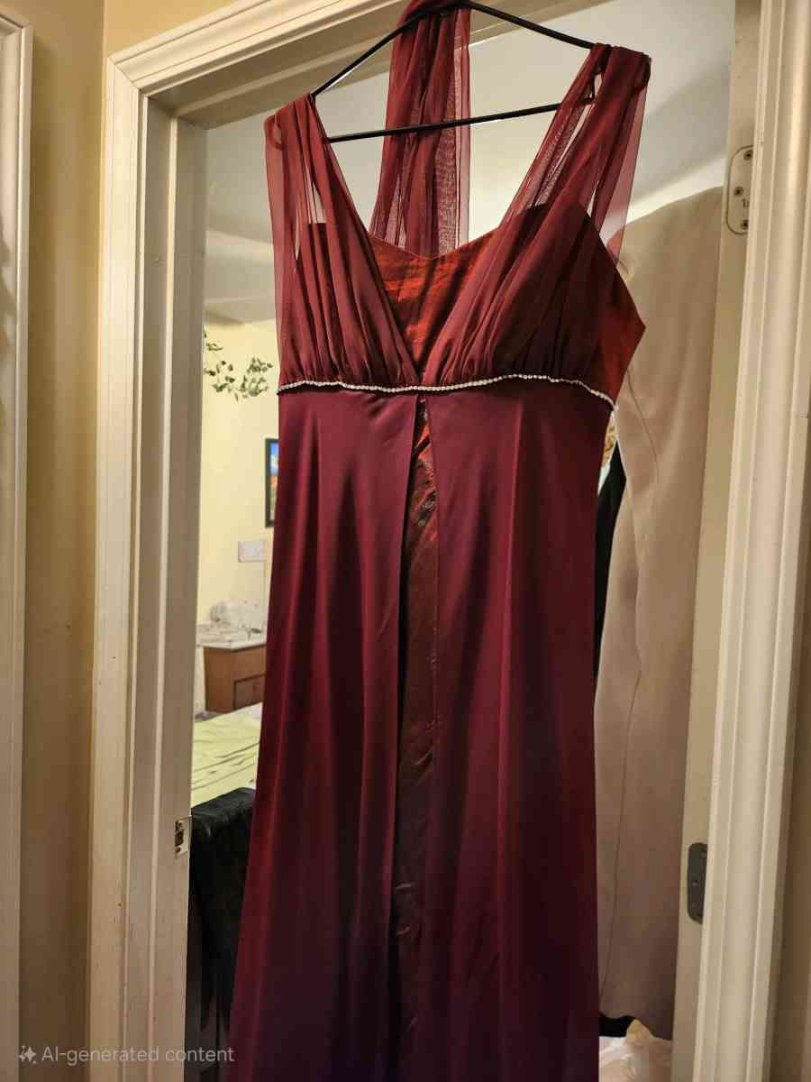Chic Burgundy Maxi Dress with diamond details
