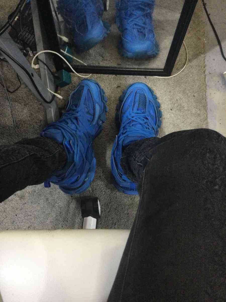 balenciaga blue tracks designer shoe size 10 sneaker clean