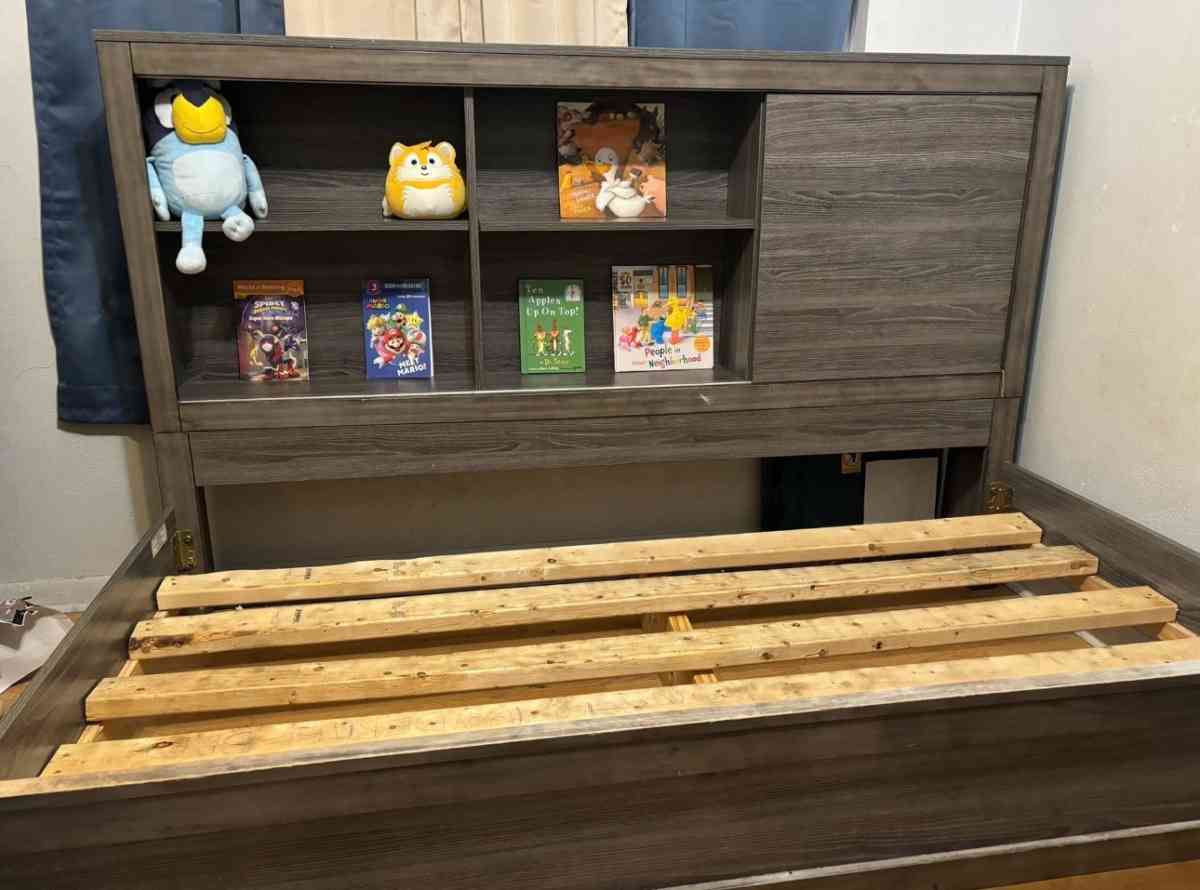 Twinsize Bed Frame with Bookshelf Headboard  275 OBO or best - Statesboro, Georgia - FleaMarketBay