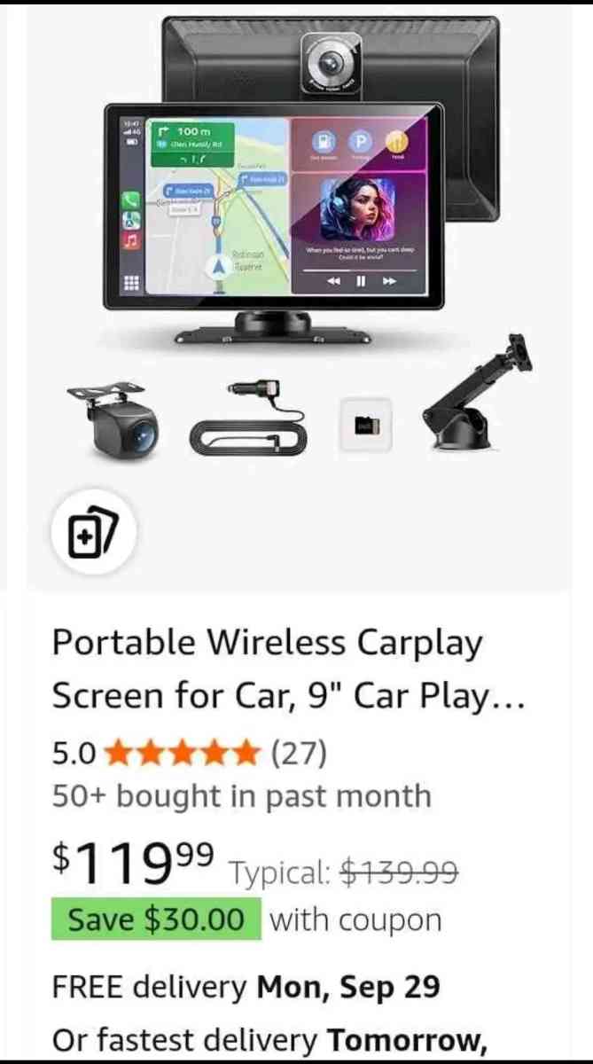 Portable Wireless Carplay Screen for Car 9 Car Play Touchscr