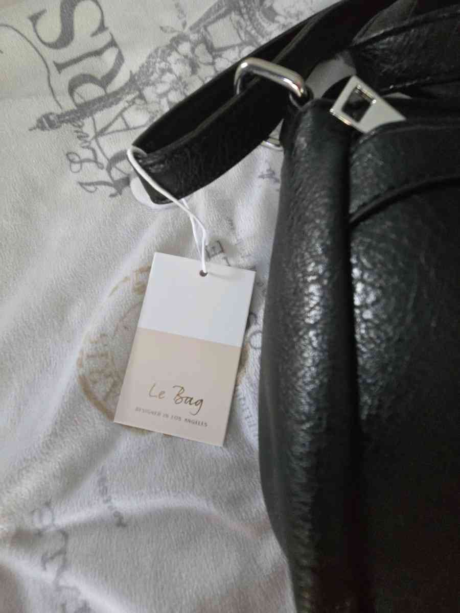 Le Bug Black Faux leather purse w dragonfly