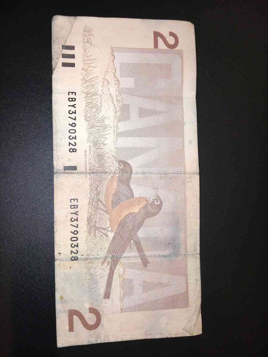 1986 Canadian 2 bank note