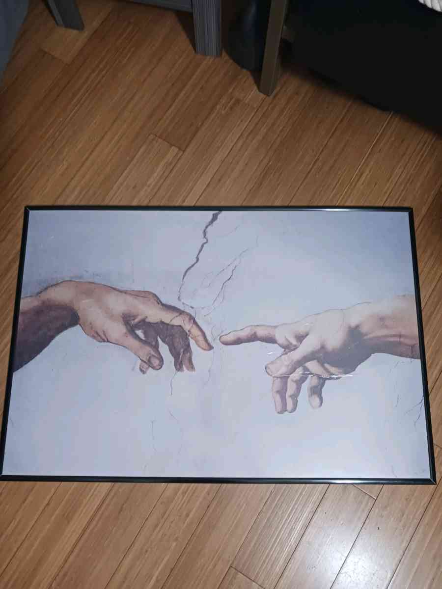 Creation of Adam Large Framed Print with Plastic Cover - Bronx, New York - FleaMarketBay