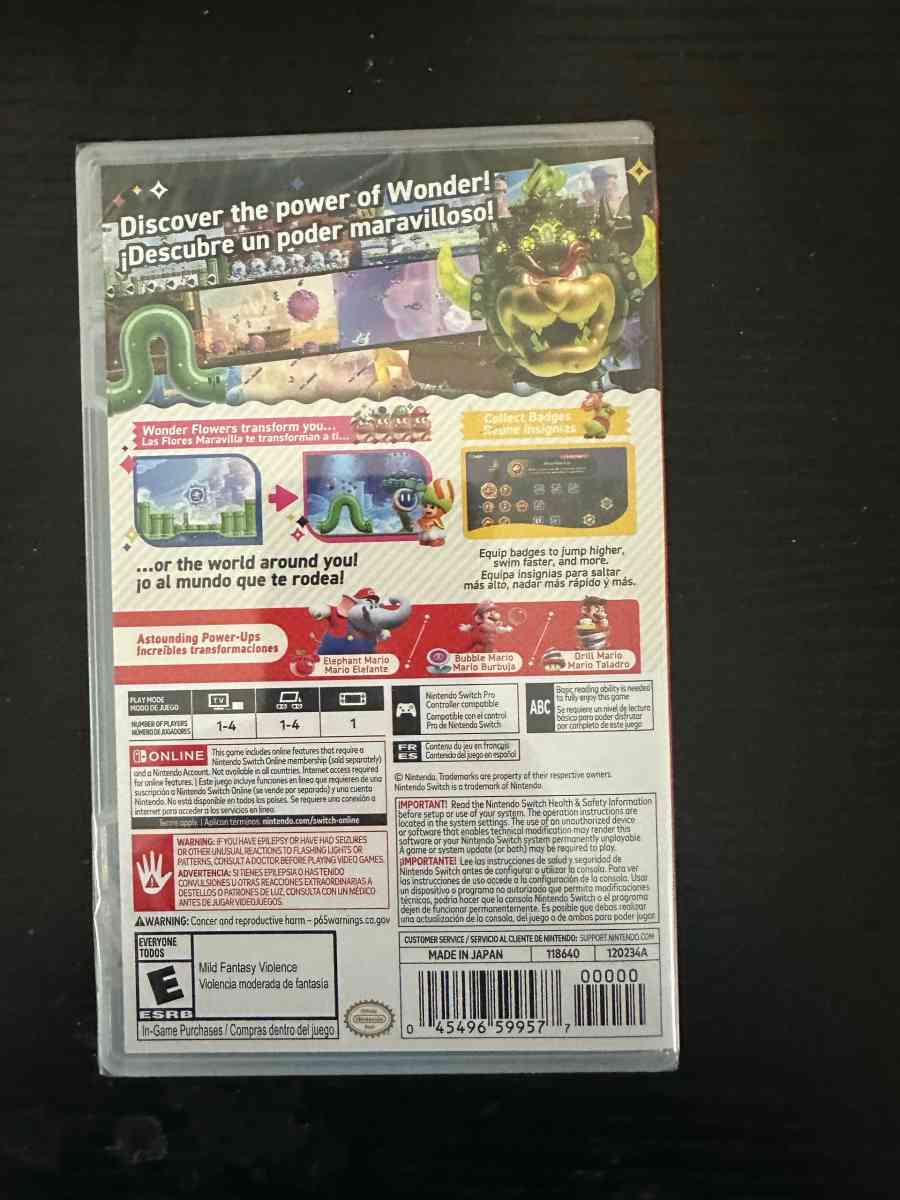 Nintendo Super Mario Bros Wonder  Red Green Blue - Oak Lawn, Illinois - FleaMarketBay