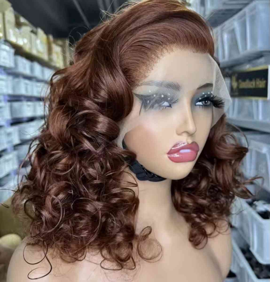 13x4 Brown Curly Hair Wig 16 inches