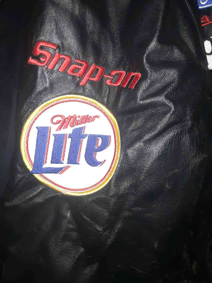 Rusty Wallace heavy leather jacket - Lapel, Indiana - FleaMarketBay