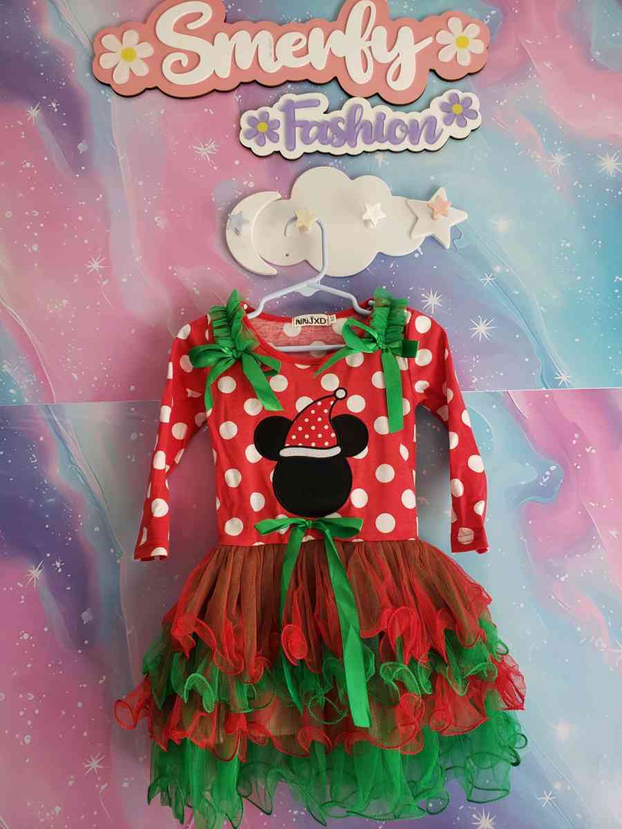 Santa Mickey Mouse Girls Christmas Dress