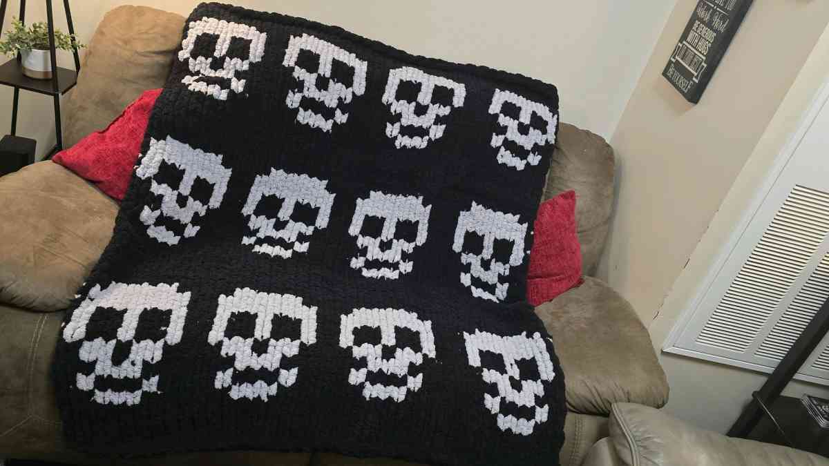Viral chunky knit blanket Skull Design - Salisbury, North Carolina - FleaMarketBay