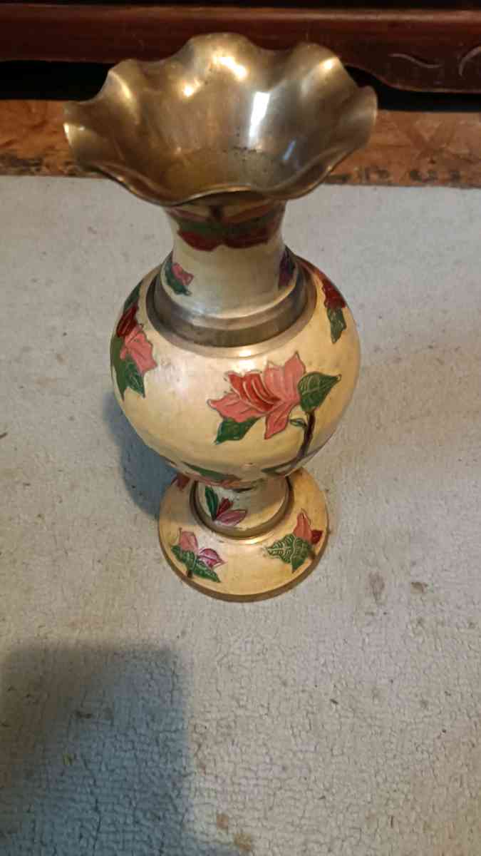 brass hand painted vase - Asheville, North Carolina - FleaMarketBay