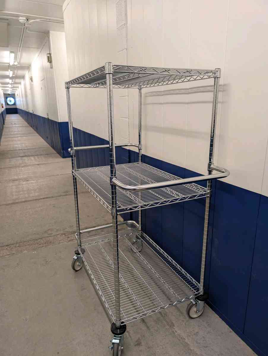 Industrial Chrome 3 Tier Utility Cart