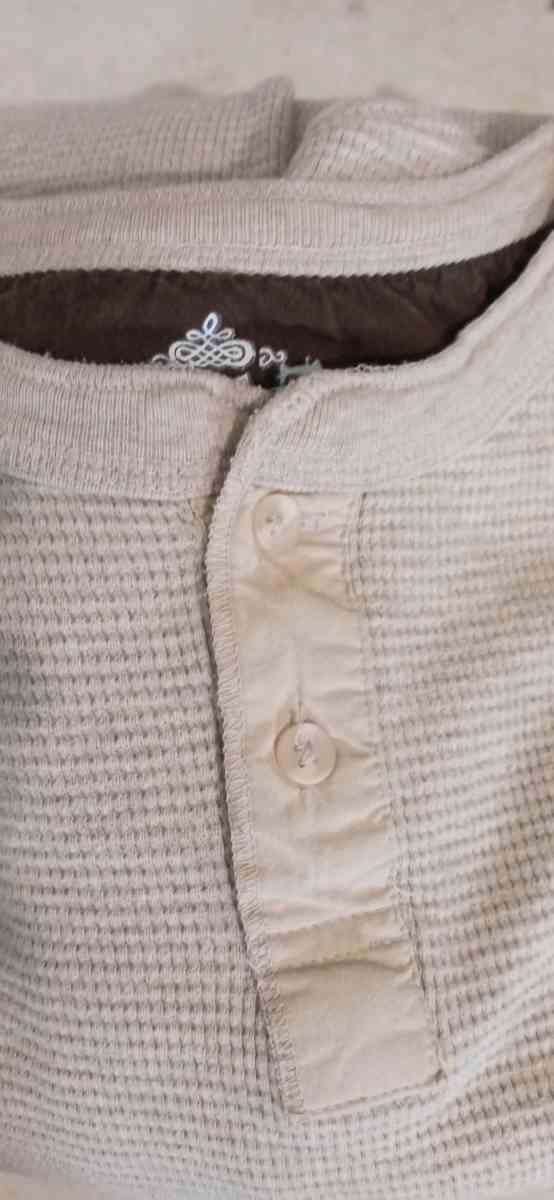 Mens Long Sleeve Waffle Dress Shirt Large