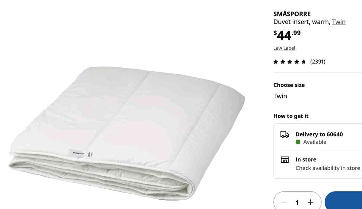 IKEA SMASPORRE Twin Duvet Insert  Warm and  Cozy - Chicago, Illinois - FleaMarketBay