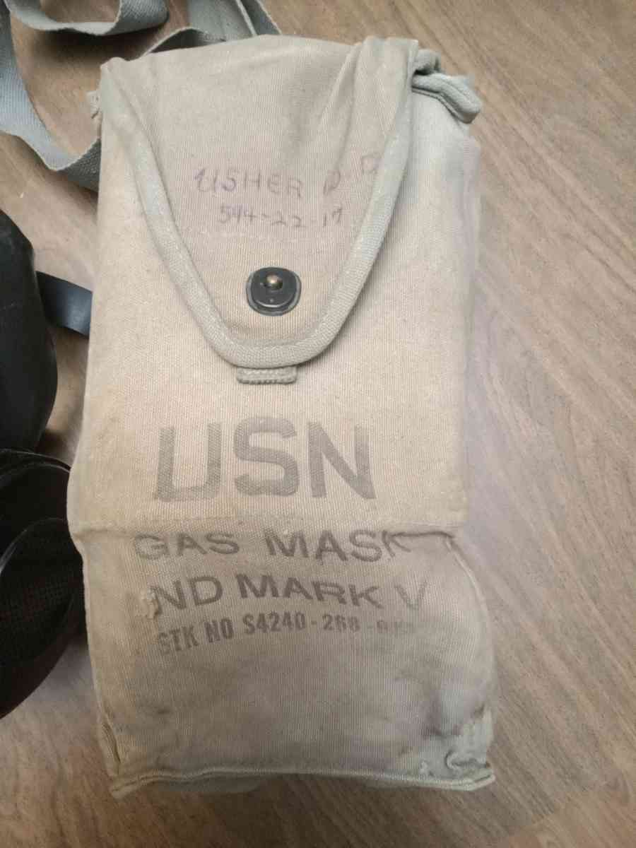 US Navy Mark V Gas Mask  USN Adjustable  with bag and extras - Limestone, Tennessee - FleaMarketBay