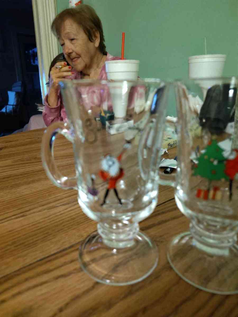 Pottery Barn Santa Baby Irish coffee mugs set of 4