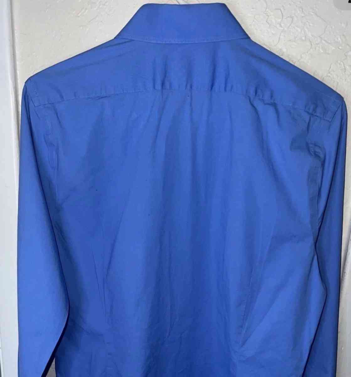 Express 1 MX  Mens Blue Long Sleeve Button Up Extra Slim Fit