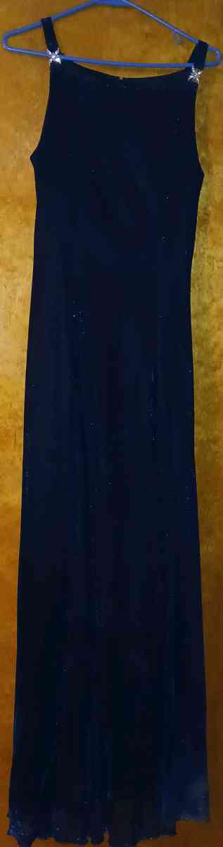 Dark Blue with Black Laced Prom Junior Dress