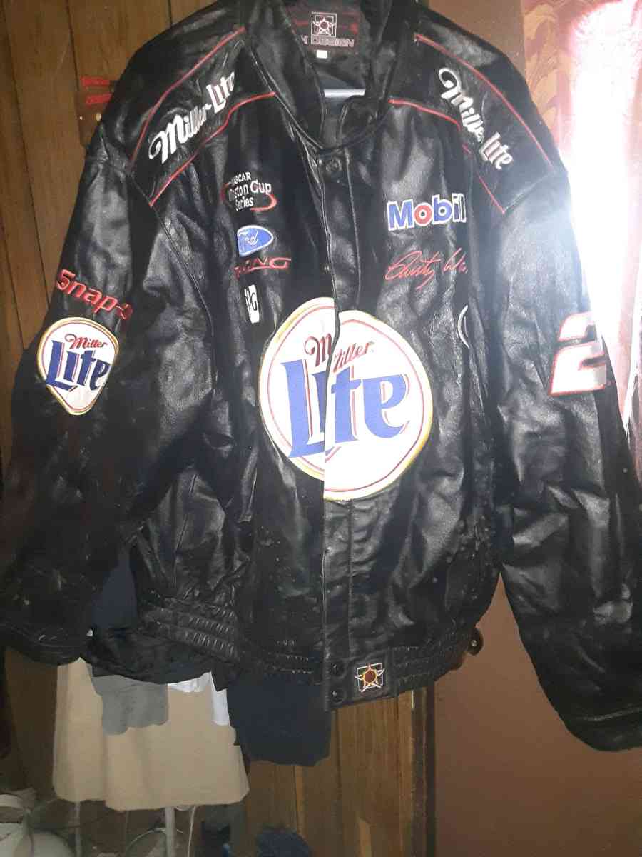 Rusty Wallace heavy leather jacket - Lapel, Indiana - FleaMarketBay
