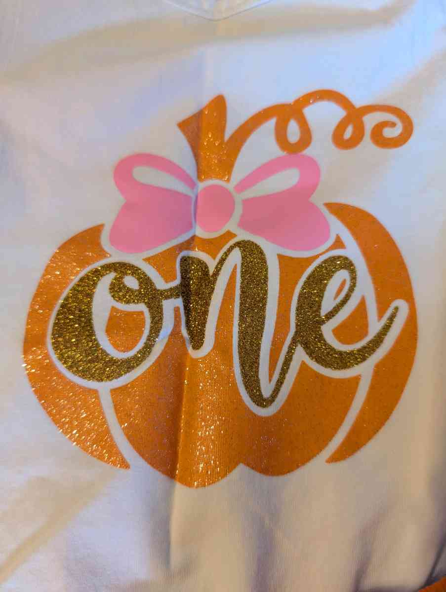 Fall pumpkin one year old baby outfit