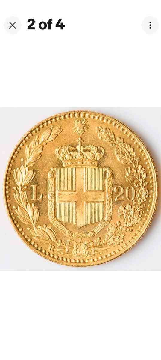 1882r 20 gold lire coin