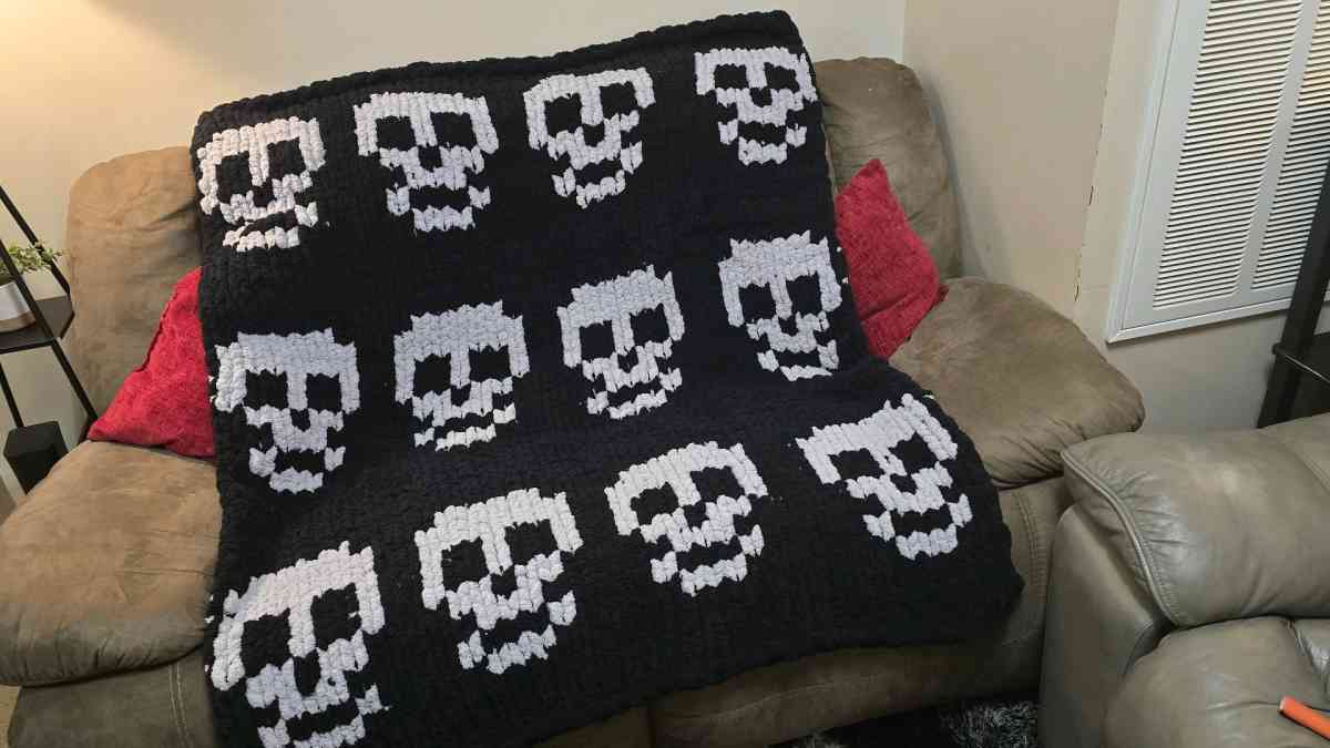 Viral chunky knit blanket Skull Design - Salisbury, North Carolina - FleaMarketBay