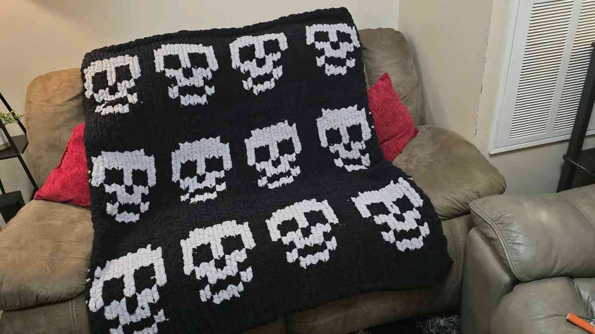Viral chunky knit blanket Skull Design - Salisbury, North Carolina - FleaMarketBay