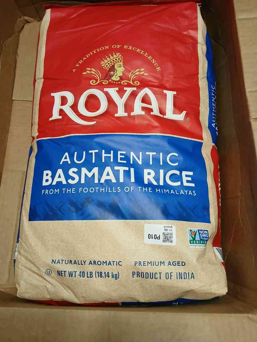 two 40lb bags of Royal Basmati Rice