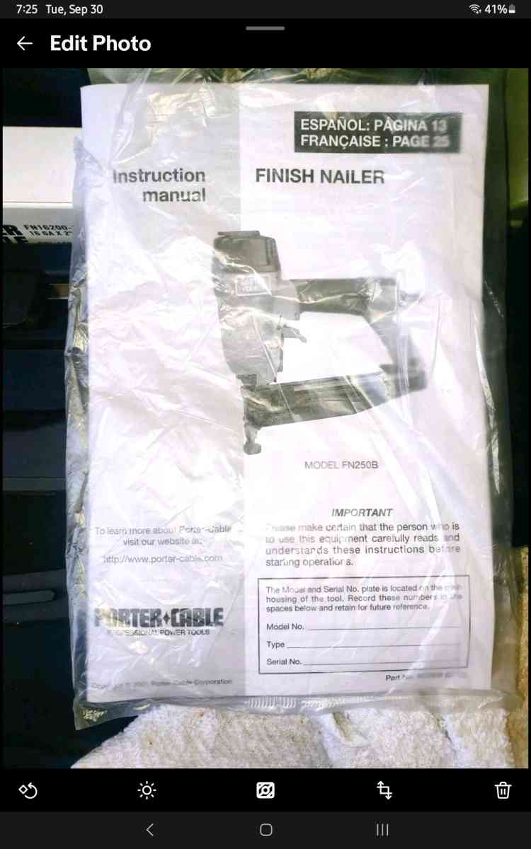 Porter Cable Finish Nailer