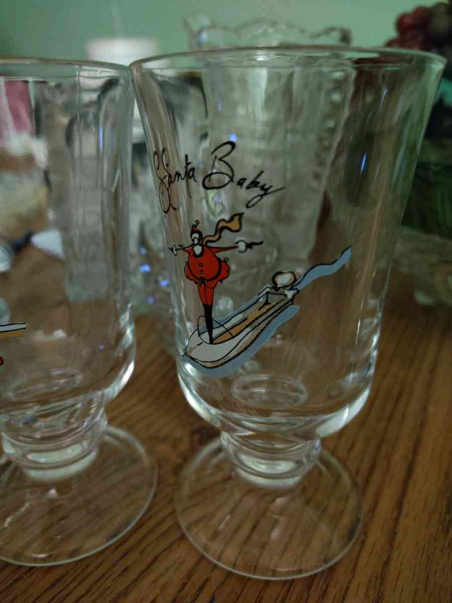 Pottery Barn Santa Baby Irish coffee mugs set of 4