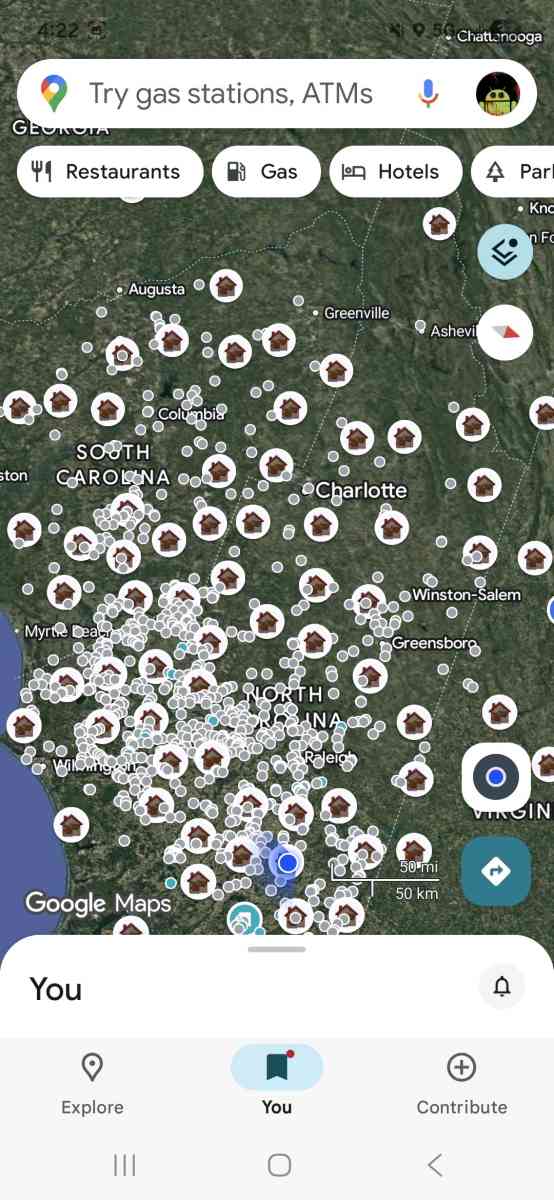 Urbex map for the Carolinas