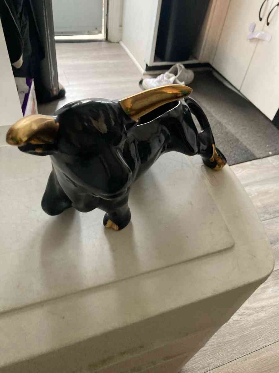 Black and Gold Bull Figurine