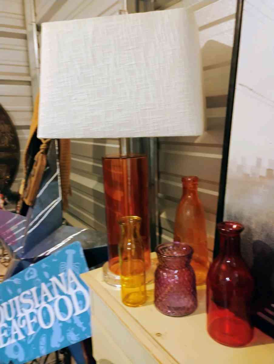 orange lamp creme colored shade