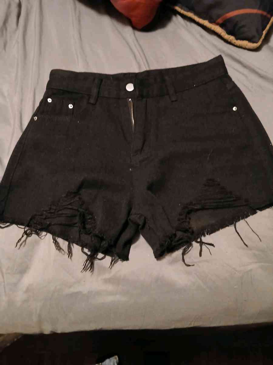 black denim shorts