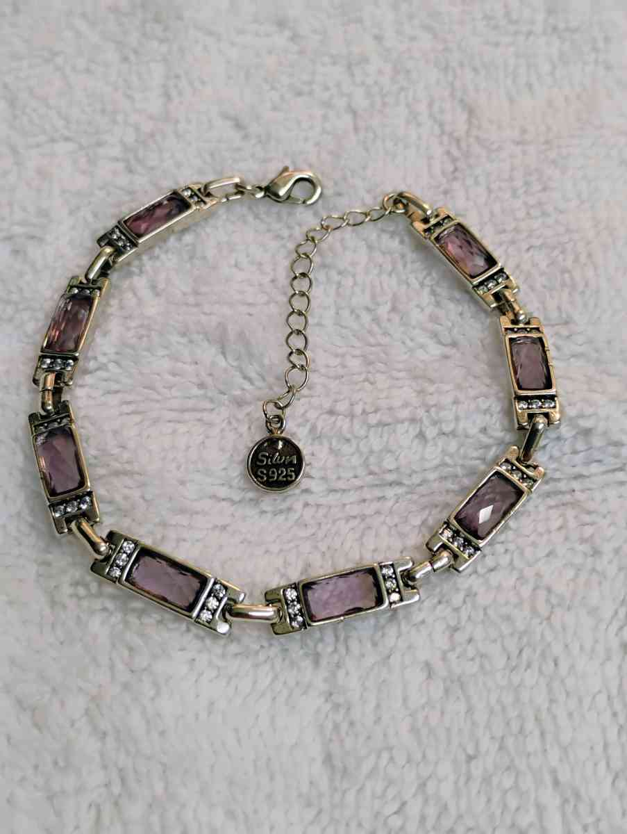 925 Italian Silver Purple Stone BRACELET - Houston, Texas - FleaMarketBay