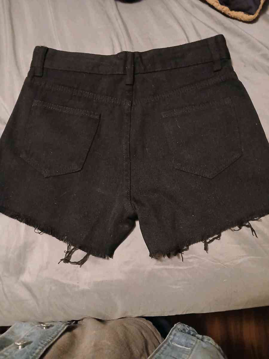 black denim shorts