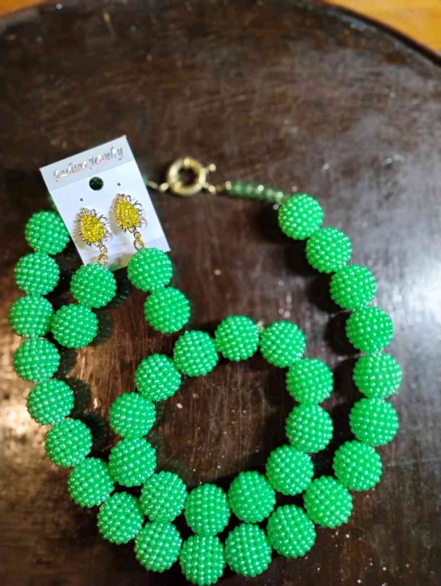 African beads green imitation Pearl