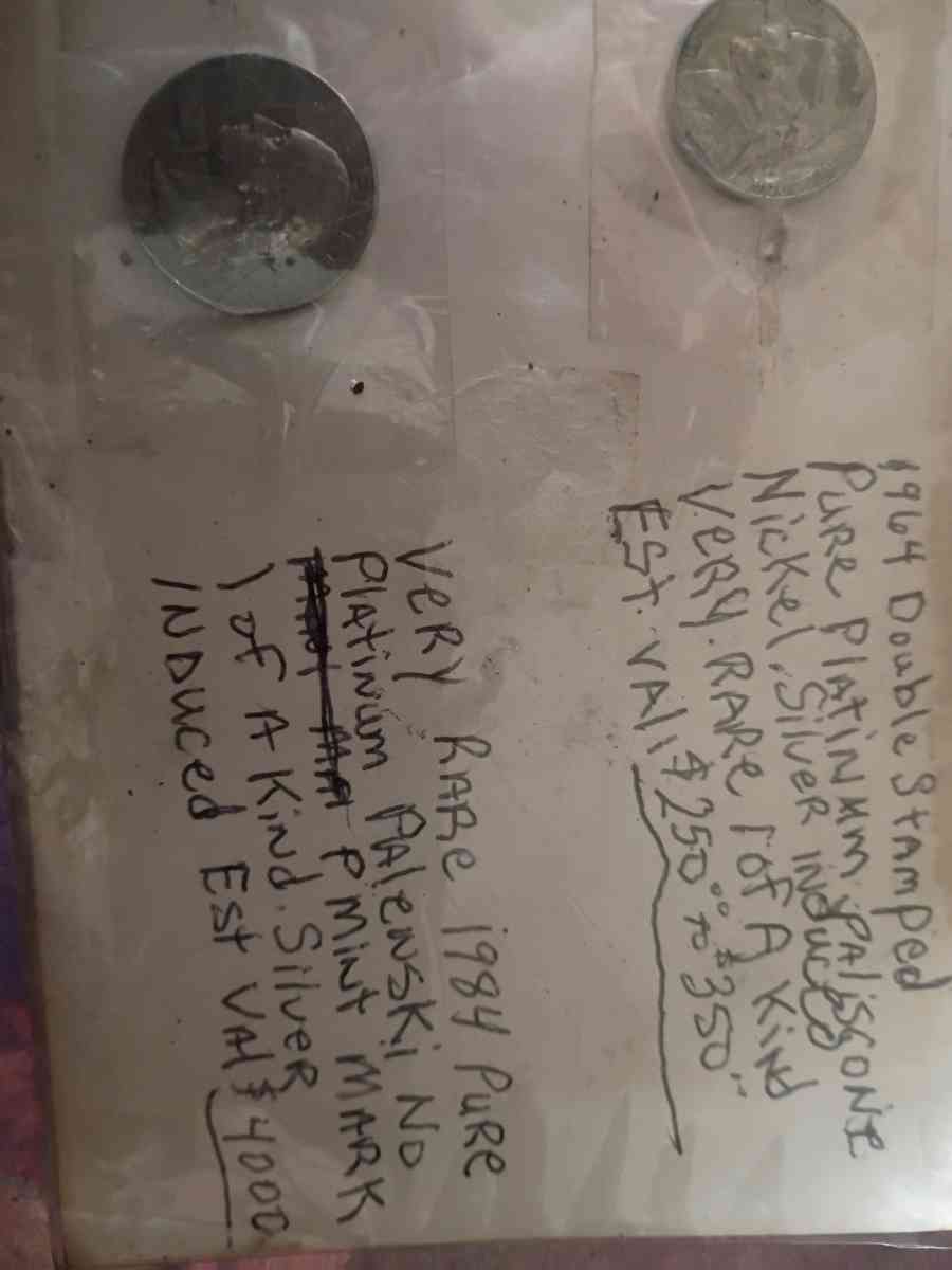 a 1984 Rare 1 of kind platinum paliscone quarter