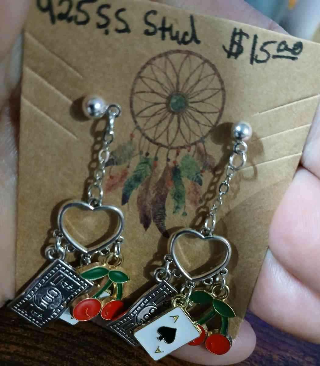 Black Casino Luck Charm Stud Earrings