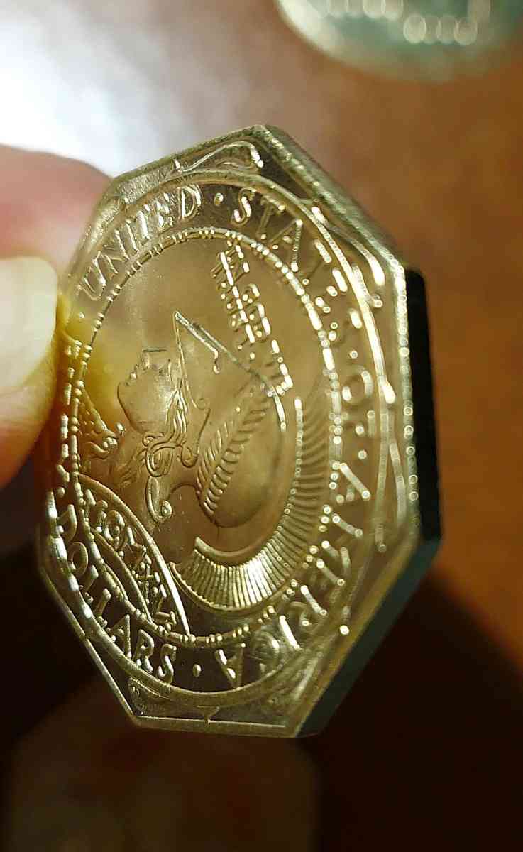 CRUPTO LUCKY ART COIN US 50 VERY RARE 22K GOLD PLATED 1915S