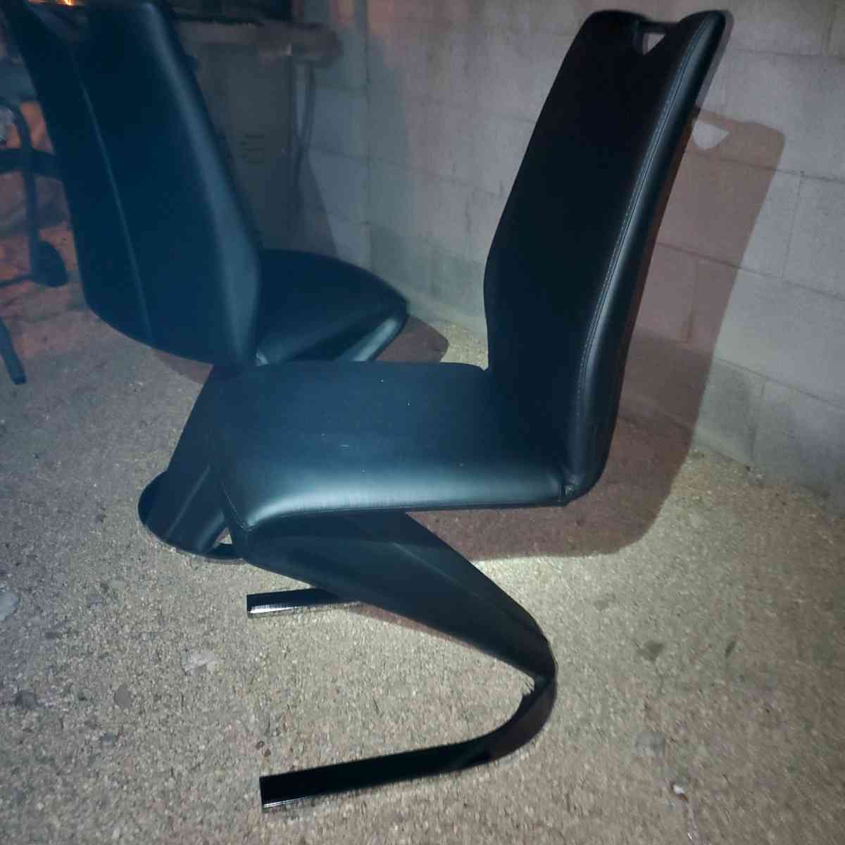 Black Faux Leather Contemporary Chairs