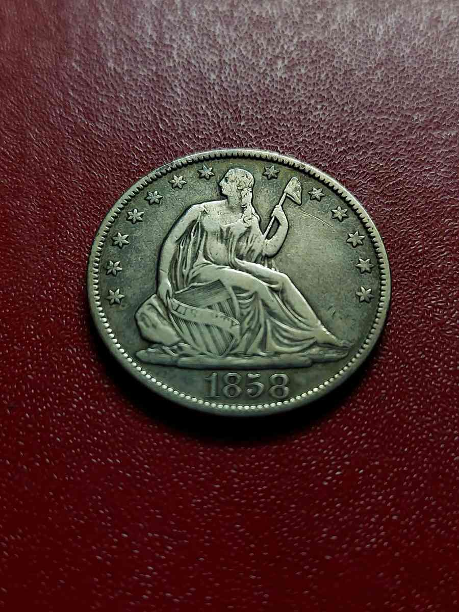 Great US 1858o Seated Liberty Half 90 Silver Dollar