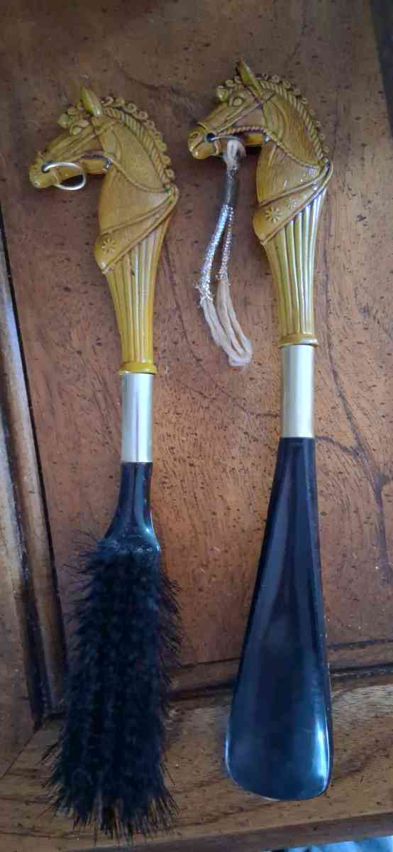 vintage shoe horn and brush