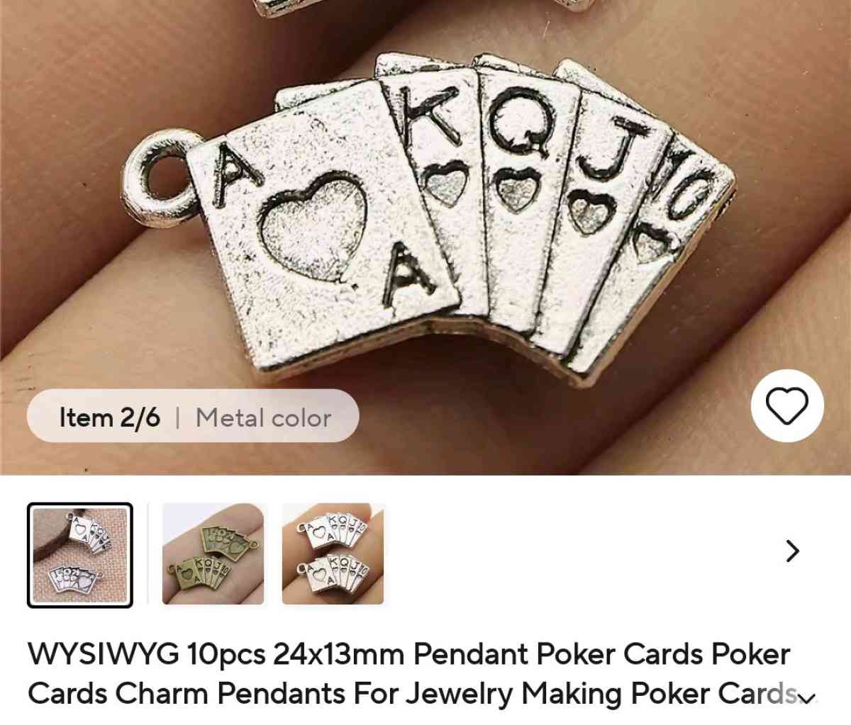 CasinoPoker Lucky Charms Stud Earrings and Necklace Set