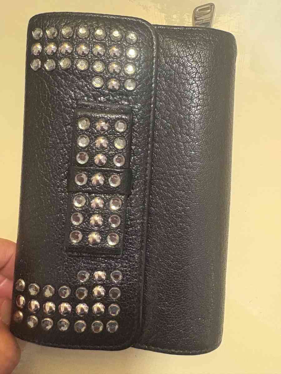 Miu Miu black leather studded wallet