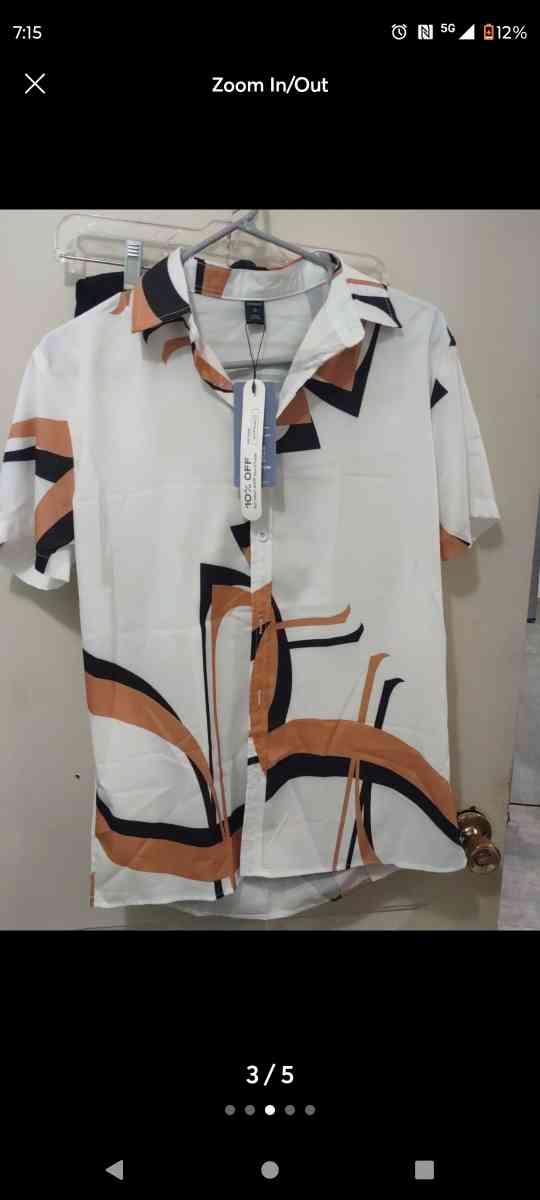 Silk geometric button up nice shirt new with tags