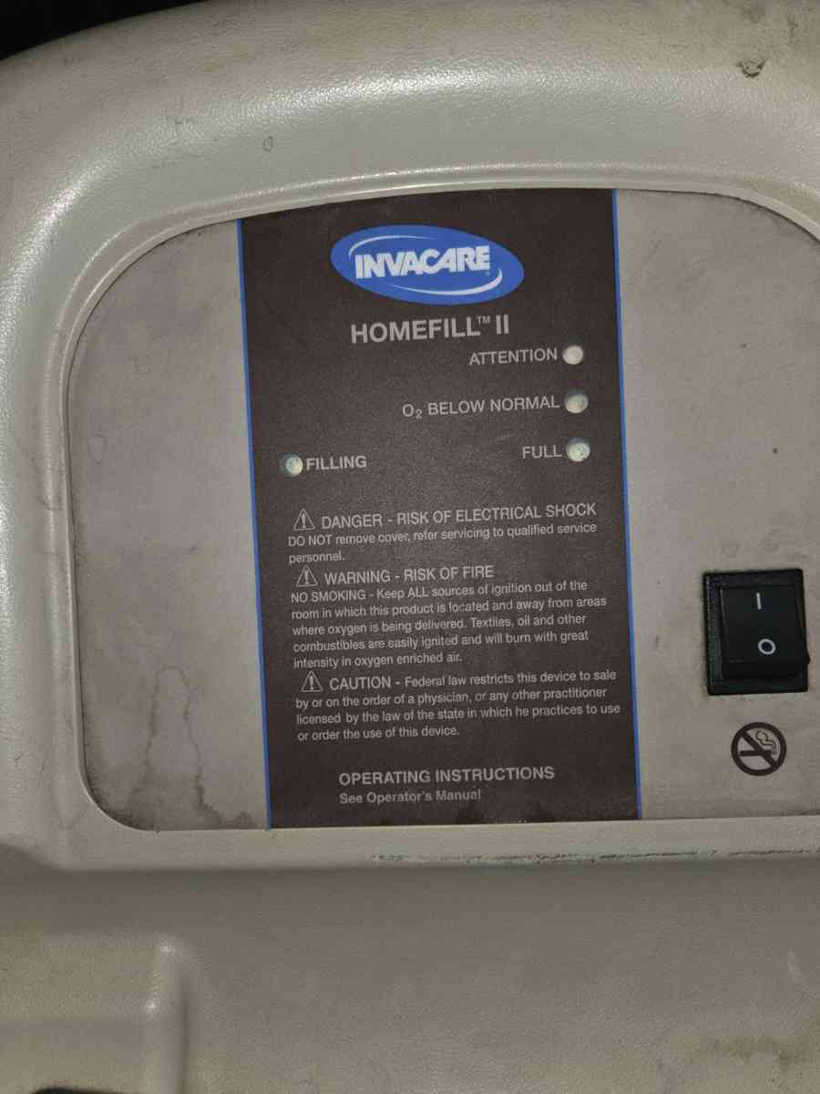 Invacare Homefill 2 O2 machine bottle filler and 2 O2 tanks