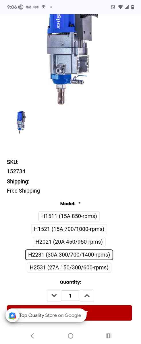 Shibuya Heavy Duty Core Drill MOTOR only - Macon, Georgia - FleaMarketBay