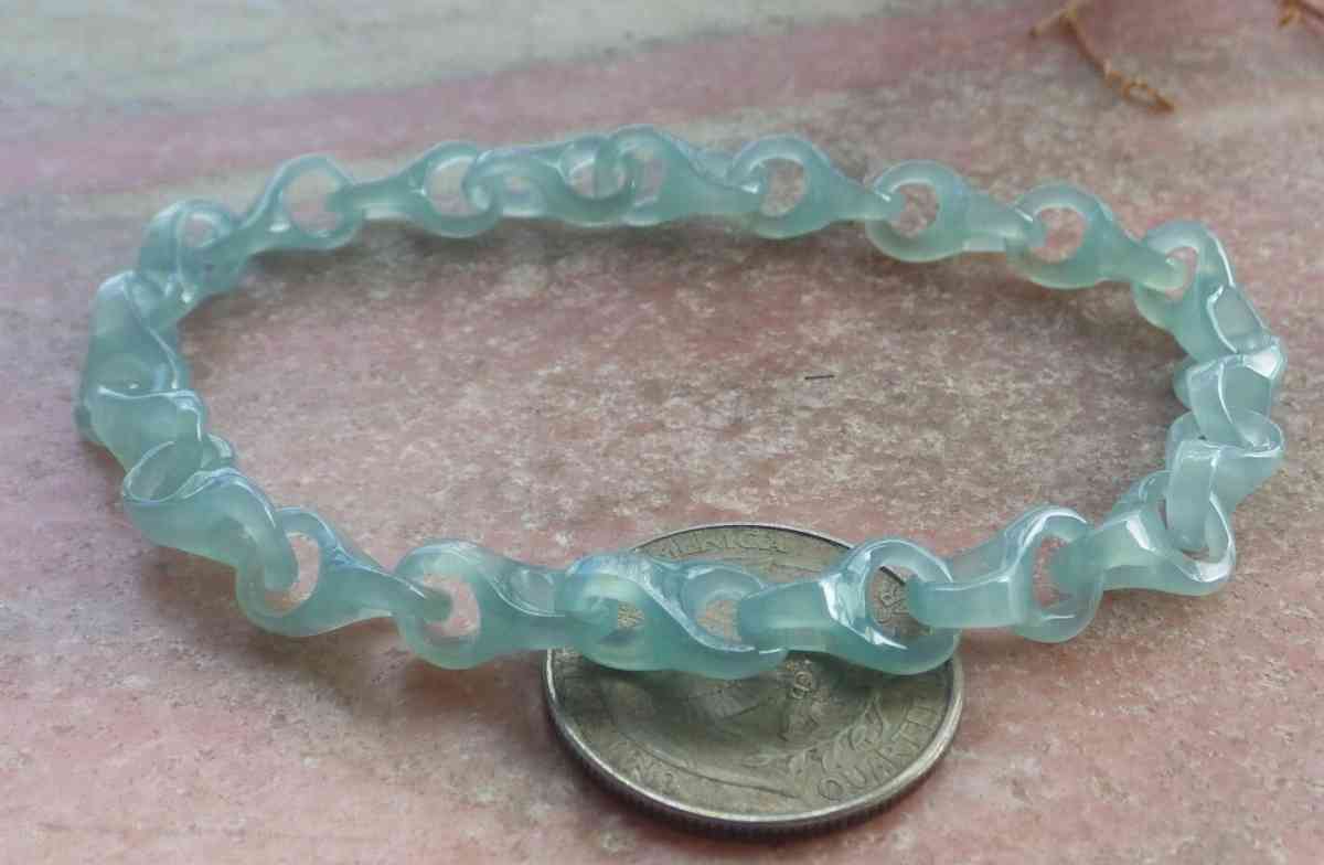 Certificate Jadeite Jade Green chain link knotted Bracelet