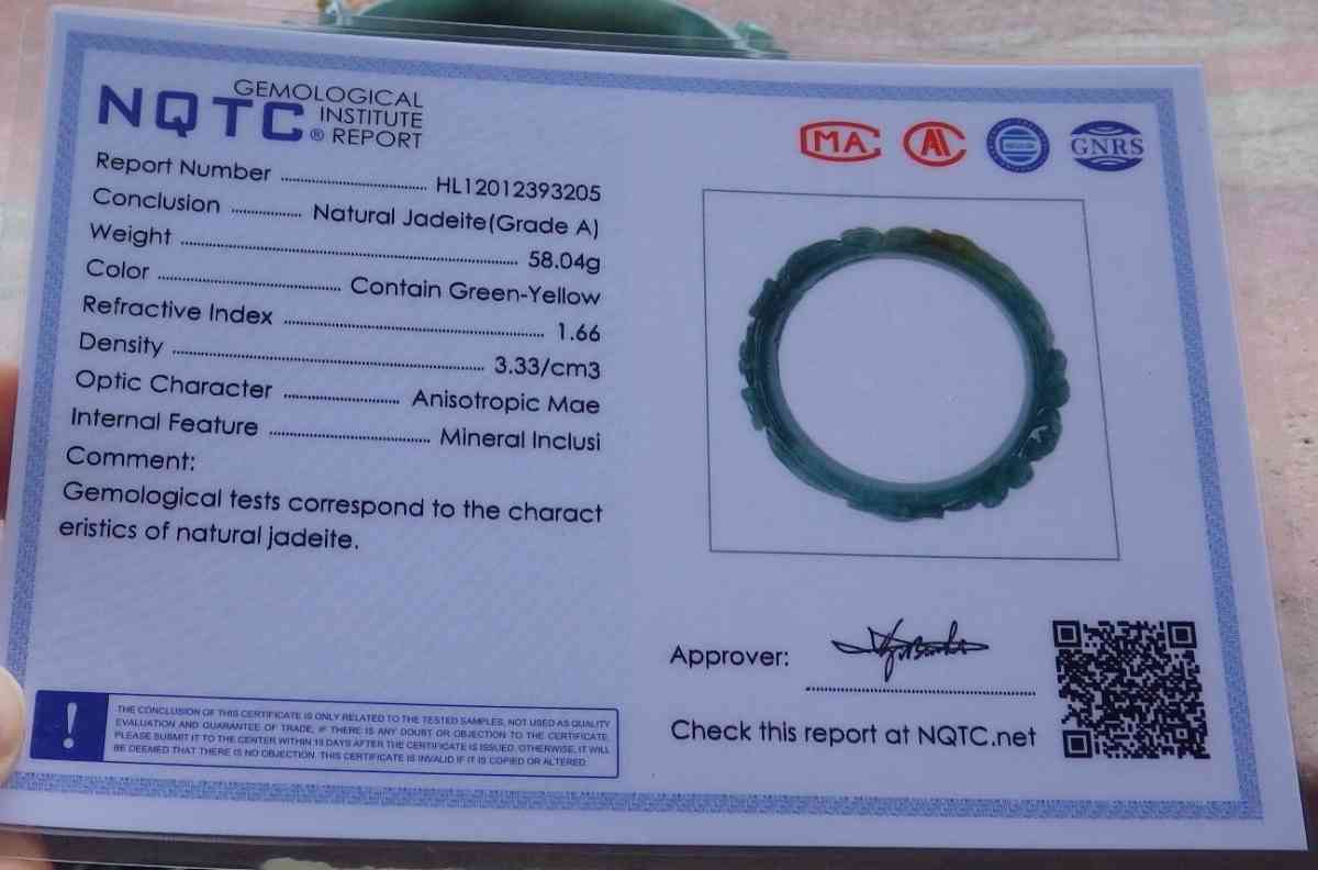Certificate Jadeite Deer jade Burmese  Bangle 61mm 7inches