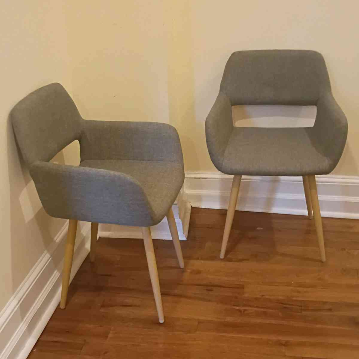 Pair of Modern Grey Upholstered Dining Chairs MidCentury Sty - Philadelphia, Pennsylvania - FleaMarketBay