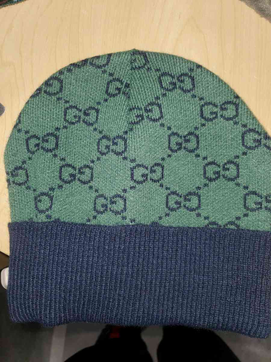 Gucci Navy and Forest Green Knit Hat